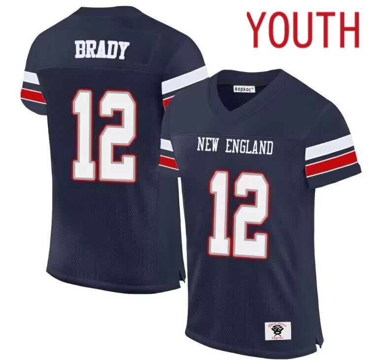 Youth  New England Patriots #12 Brady Blue 2024 Nike Limited NFL throwback Jersey->new england patriots->NFL Jersey